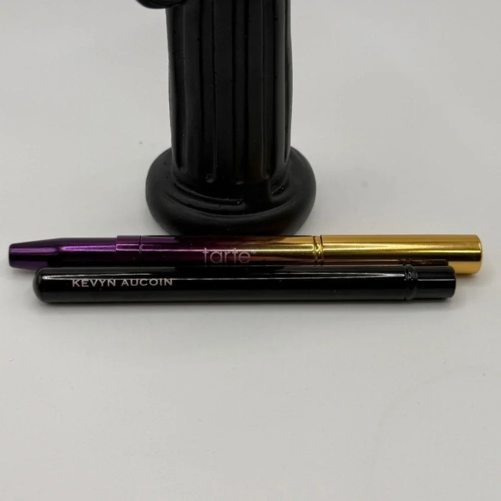 NEW Tarte Kevyn Aucoin Dual Ended Eyeshadow Lip Brush Gold Purple Black Lot of 2